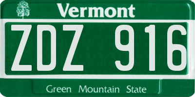 VT license plate ZDZ916