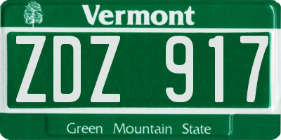 VT license plate ZDZ917