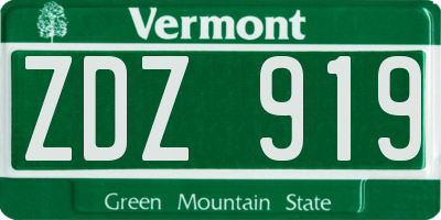 VT license plate ZDZ919