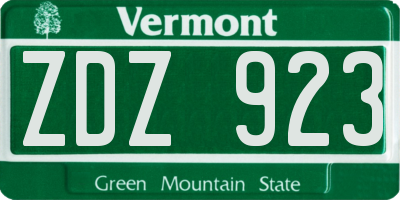 VT license plate ZDZ923