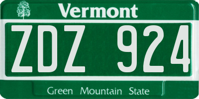 VT license plate ZDZ924