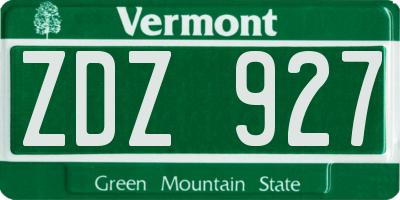 VT license plate ZDZ927