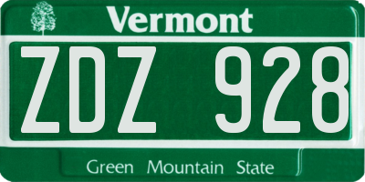 VT license plate ZDZ928
