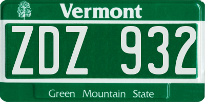 VT license plate ZDZ932