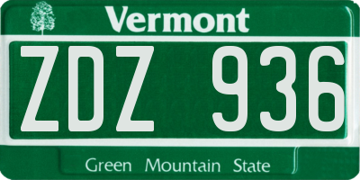 VT license plate ZDZ936