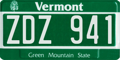 VT license plate ZDZ941