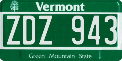 VT license plate ZDZ943
