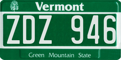 VT license plate ZDZ946