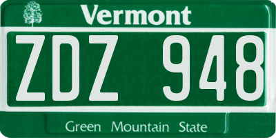 VT license plate ZDZ948