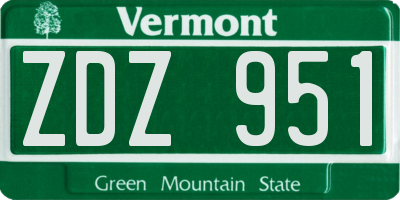 VT license plate ZDZ951