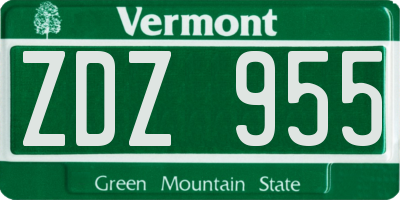 VT license plate ZDZ955