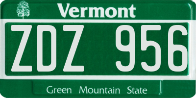 VT license plate ZDZ956