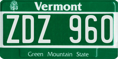 VT license plate ZDZ960