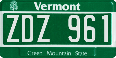 VT license plate ZDZ961