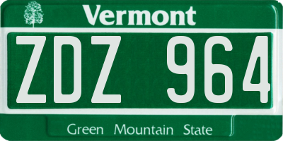 VT license plate ZDZ964