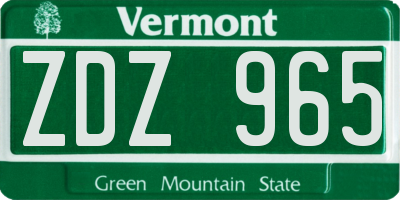 VT license plate ZDZ965