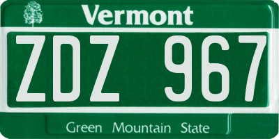 VT license plate ZDZ967