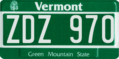 VT license plate ZDZ970