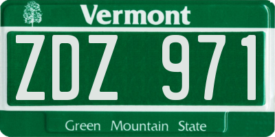 VT license plate ZDZ971