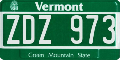 VT license plate ZDZ973