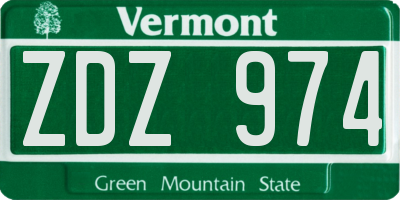 VT license plate ZDZ974