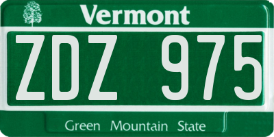 VT license plate ZDZ975