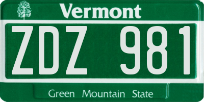 VT license plate ZDZ981