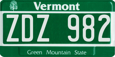 VT license plate ZDZ982