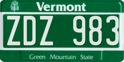 VT license plate ZDZ983