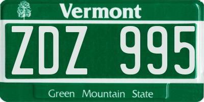 VT license plate ZDZ995