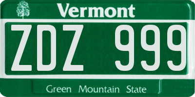 VT license plate ZDZ999
