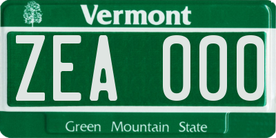 VT license plate ZEA000