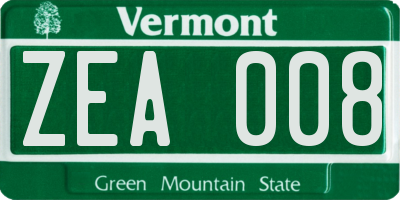 VT license plate ZEA008