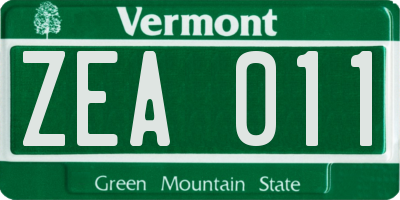 VT license plate ZEA011
