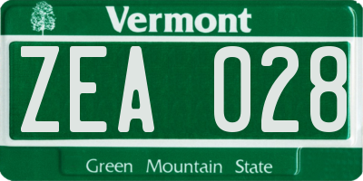 VT license plate ZEA028