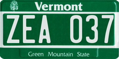 VT license plate ZEA037