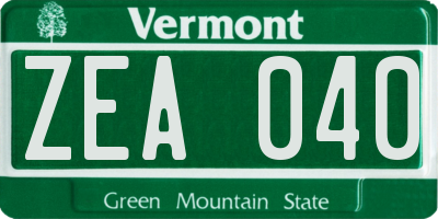 VT license plate ZEA040