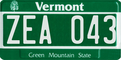 VT license plate ZEA043