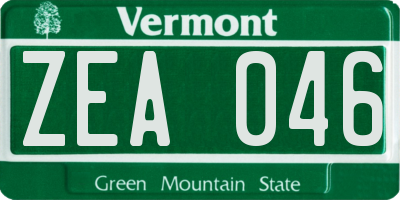 VT license plate ZEA046