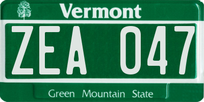 VT license plate ZEA047