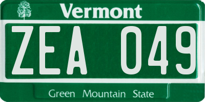 VT license plate ZEA049