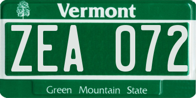 VT license plate ZEA072