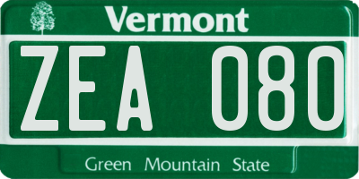 VT license plate ZEA080