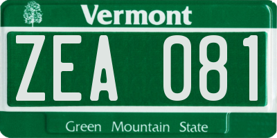 VT license plate ZEA081