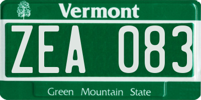 VT license plate ZEA083