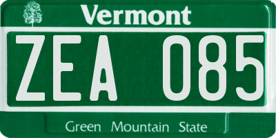 VT license plate ZEA085
