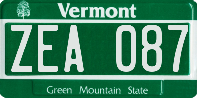 VT license plate ZEA087