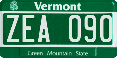 VT license plate ZEA090