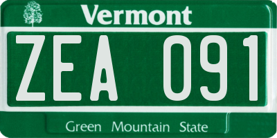 VT license plate ZEA091