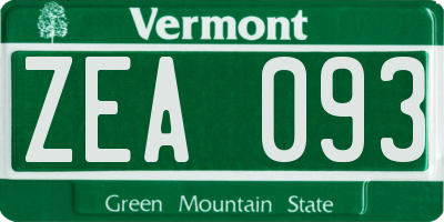 VT license plate ZEA093